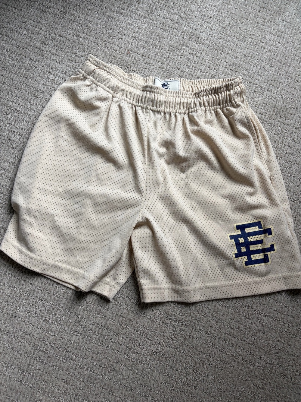 Beige Mesh Eric Emanuel Shorts Lightly Used Size: Large